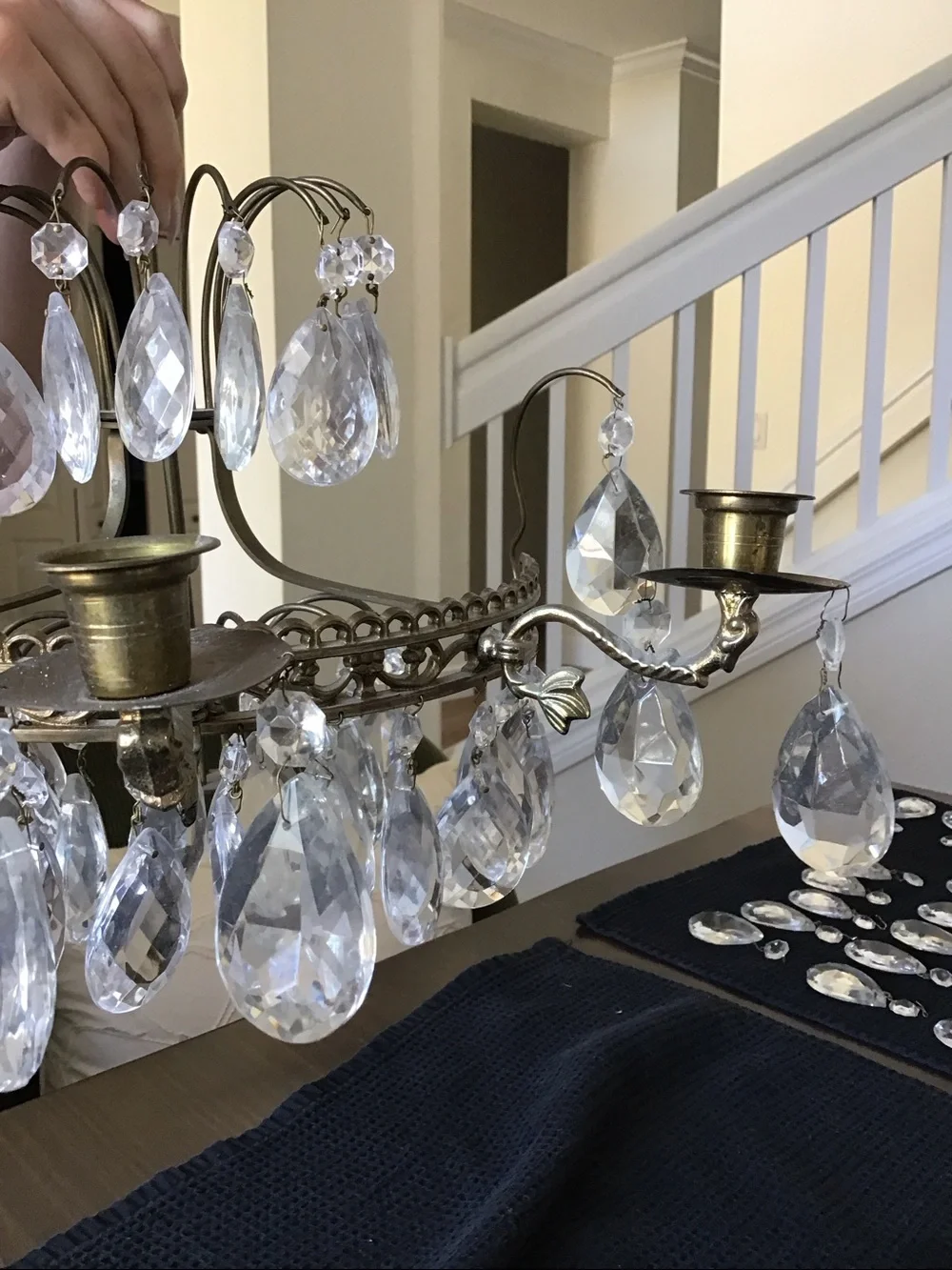 Vintage Neoclassical-style brass glass teardrop/pear wall sconces-2